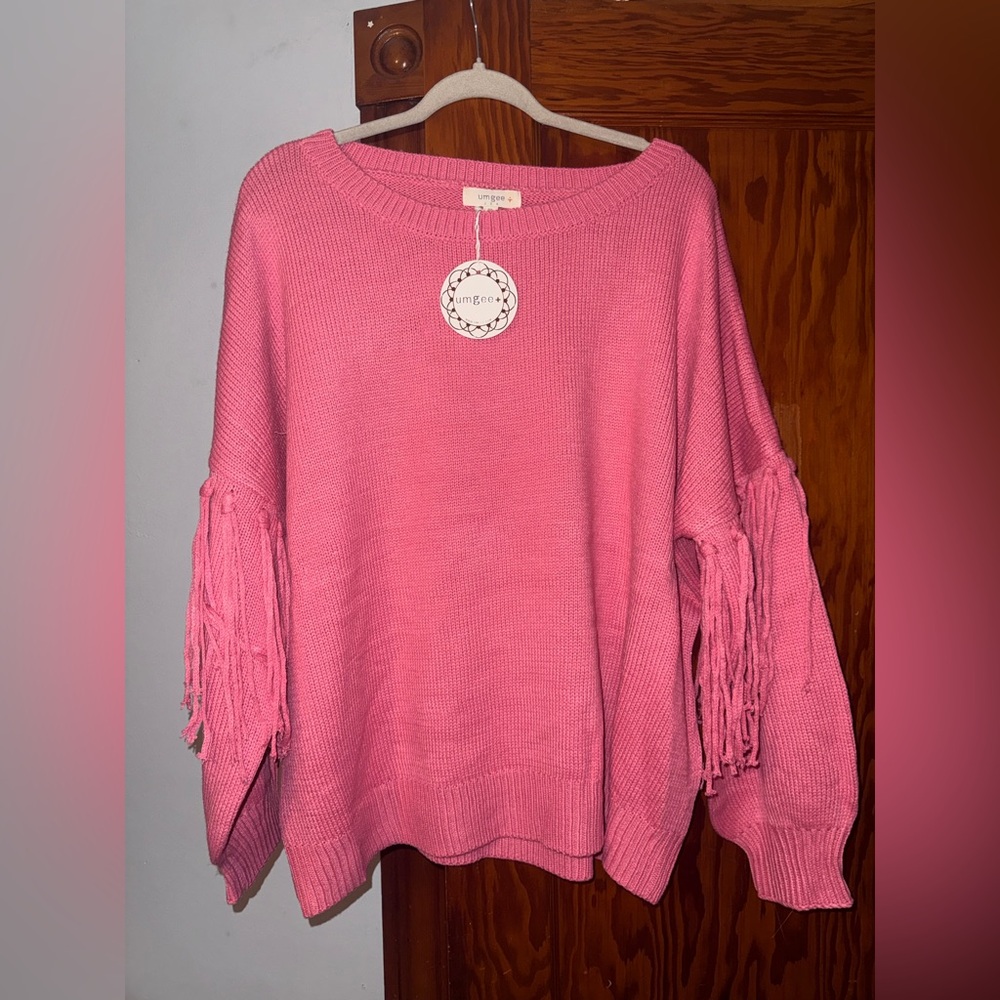 Pink fringe sweater